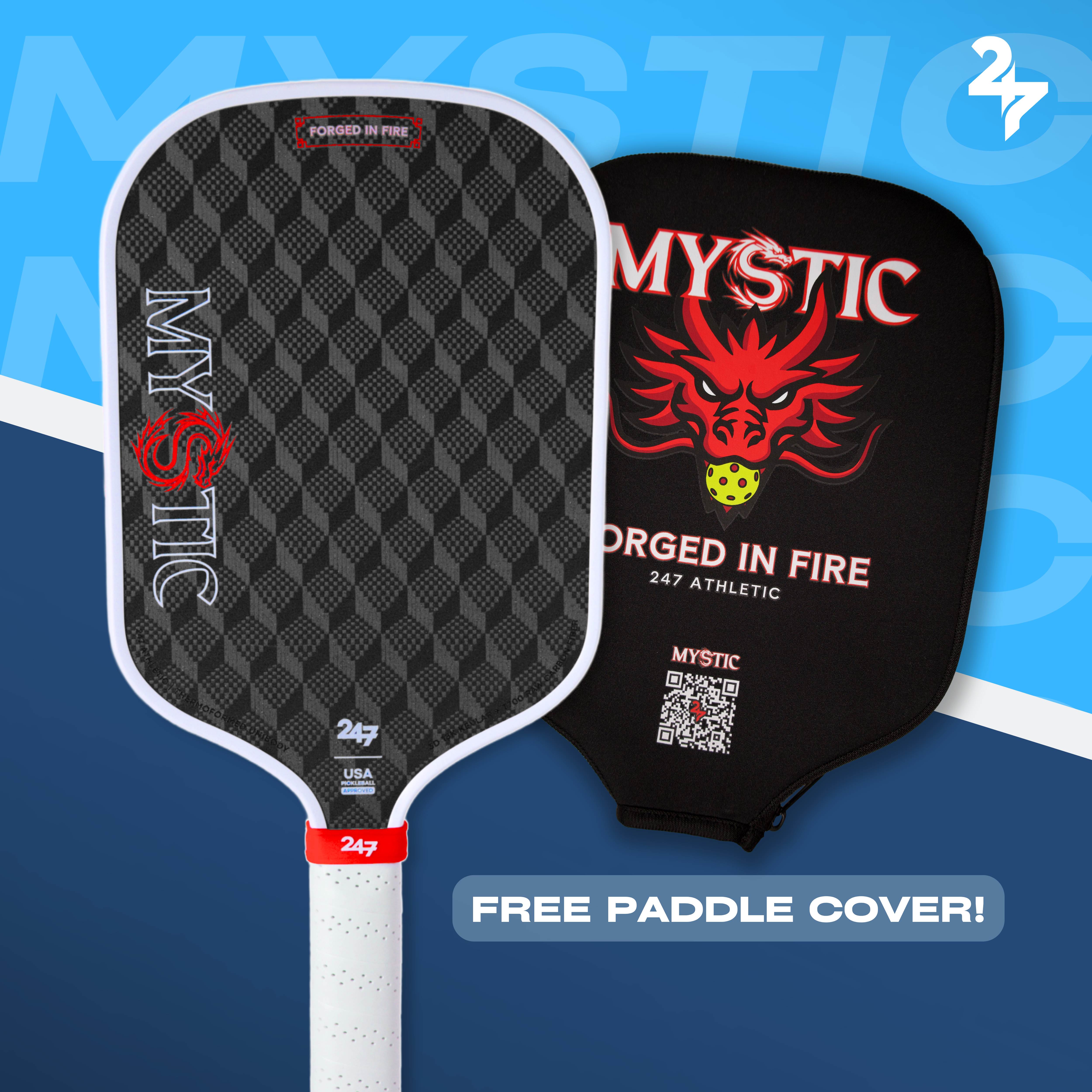 Mystic: 18K Carbon Fiber Pickleball Paddle – 24SEVEN Pickleball